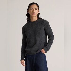 Quince | Mongolian Cashmere Fisherman Crewneck Sweater | Heather Charcoal | M